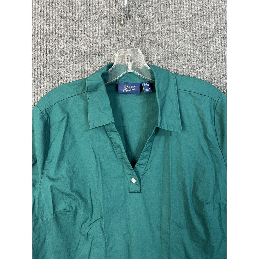 Denim & Co. Signature Poplin Tunic w/ Rhinestone Womens Large Petite Green - Picture 3 of 12